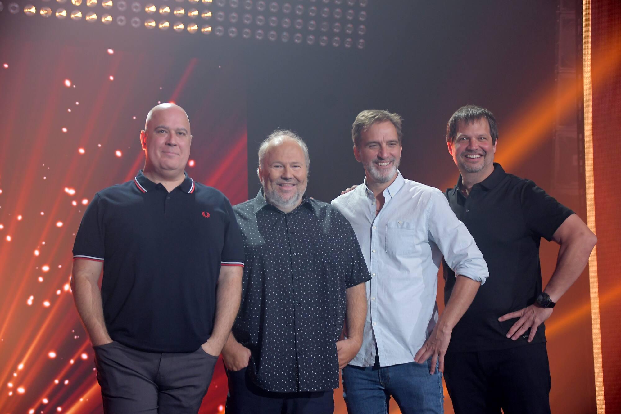 Le réalisateur Jean-François Blais, Jean-Marc Parent, Eric Belley, vice-président Création, Innovation et Développement de ComediHa!, et Sylvain Parent-Bédard, président et fondateur de ComediHa!.