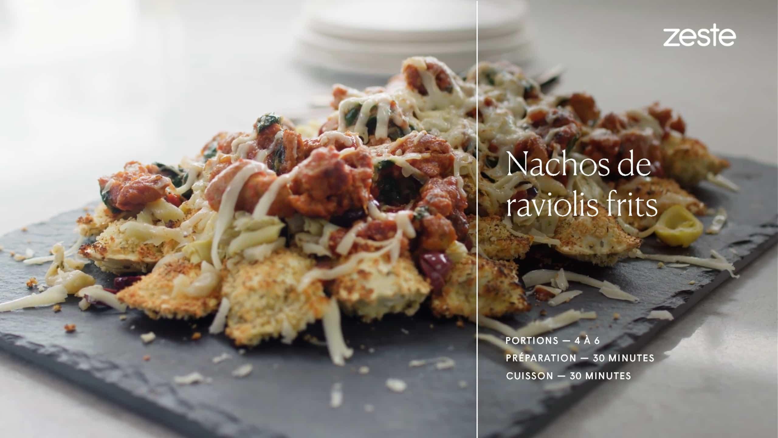 Nachos de raviolis frits